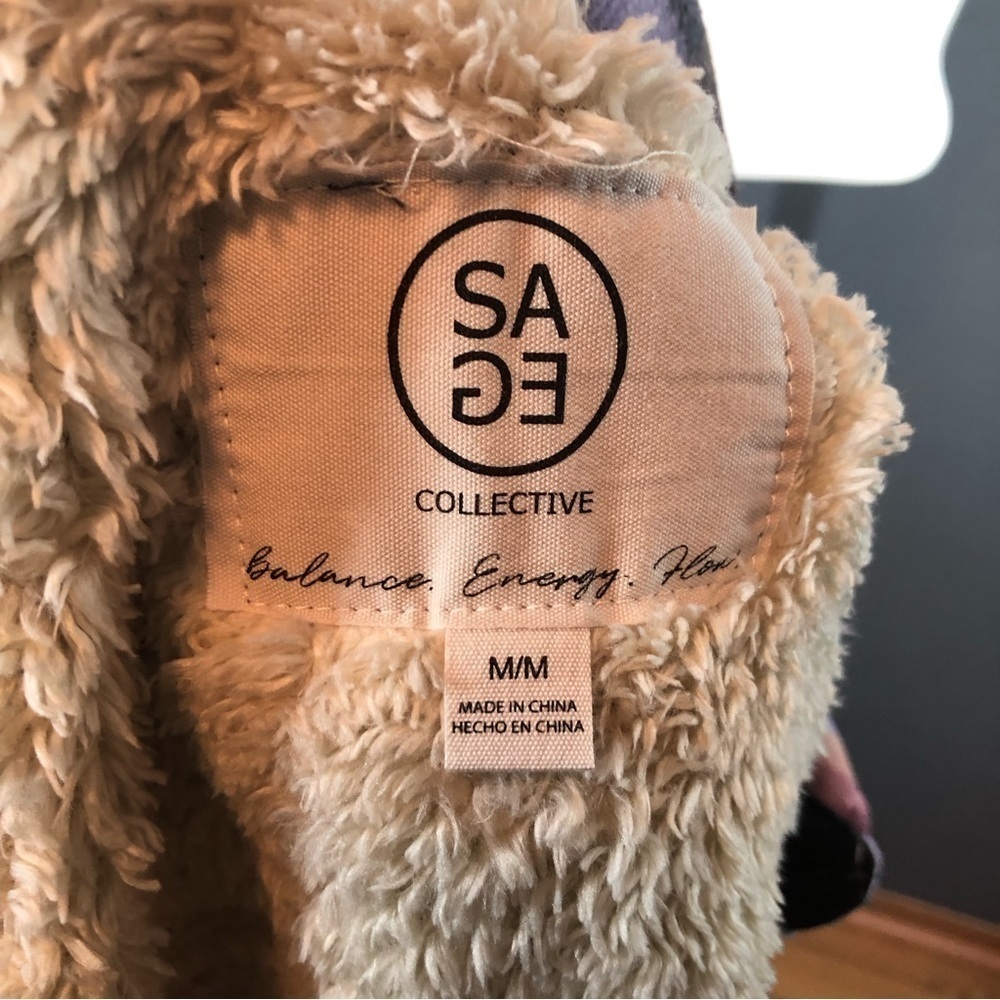 Sage Collective Long Sleeve Plaid Super Plush Sherpa Lined Fleece Shirt Jacket - Picture 6 of 11